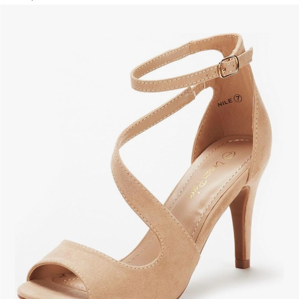 Dream Pairs Women's Beige Ankle Strap Heels